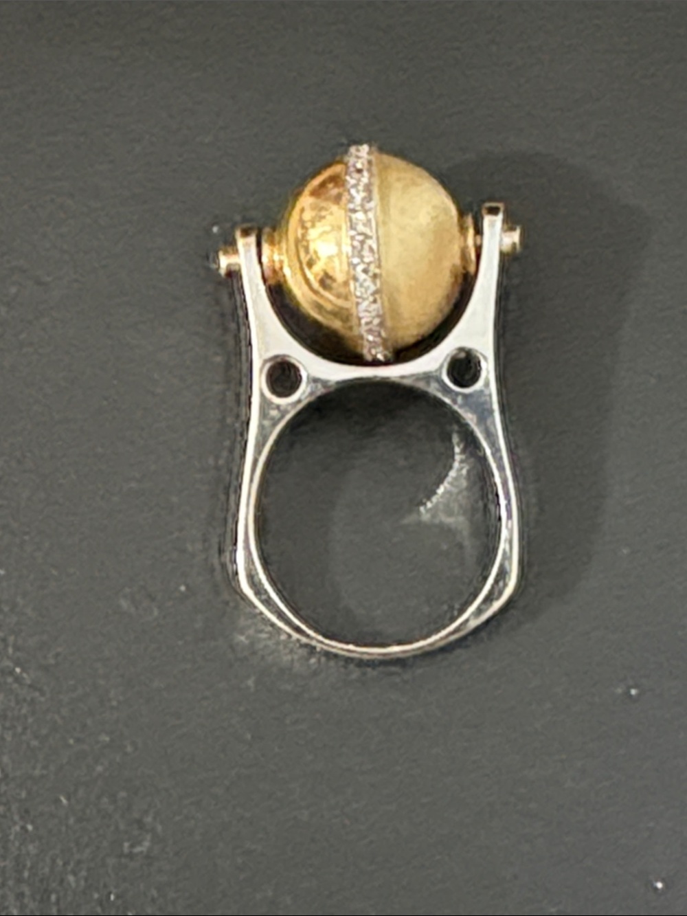 Handmade 14k white and yellow gold diamond ring. 9.85 grams